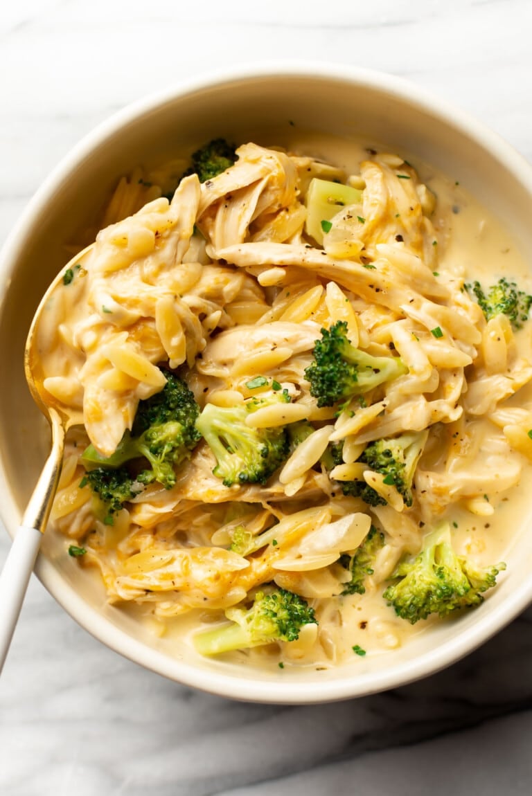 Cheesy Chicken Broccoli Orzo Salt Lavender