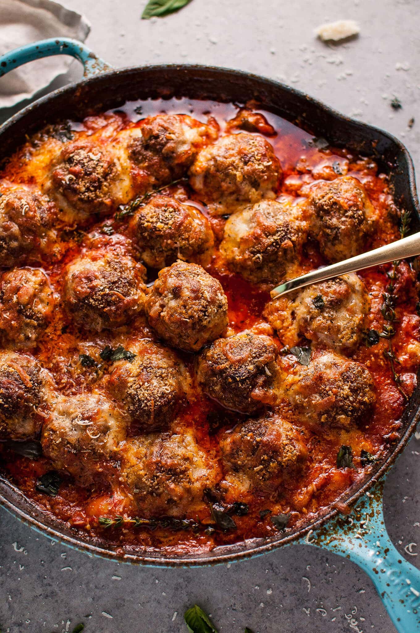 Cheesy Baked Meatball Skillet • Salt And Lavender