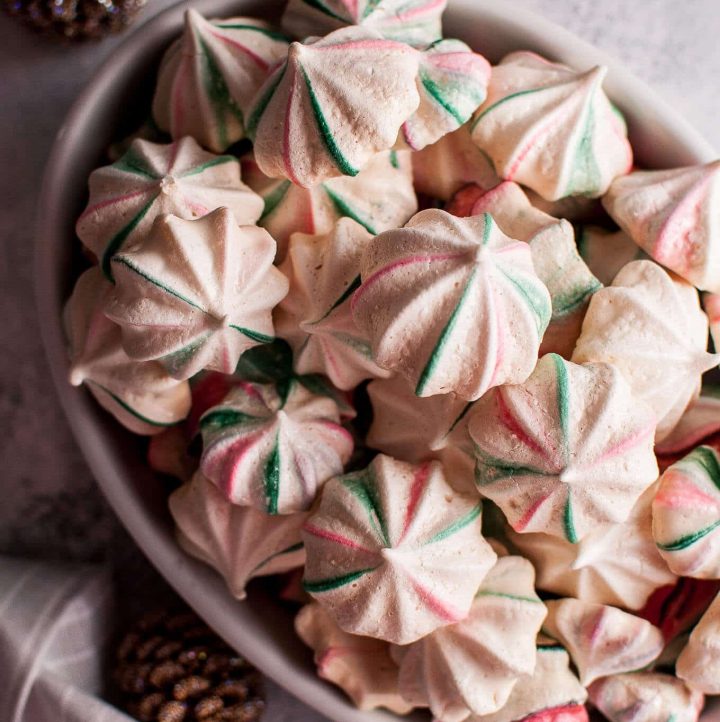 Red and Green Striped Christmas Meringue Cookies • Salt & Lavender