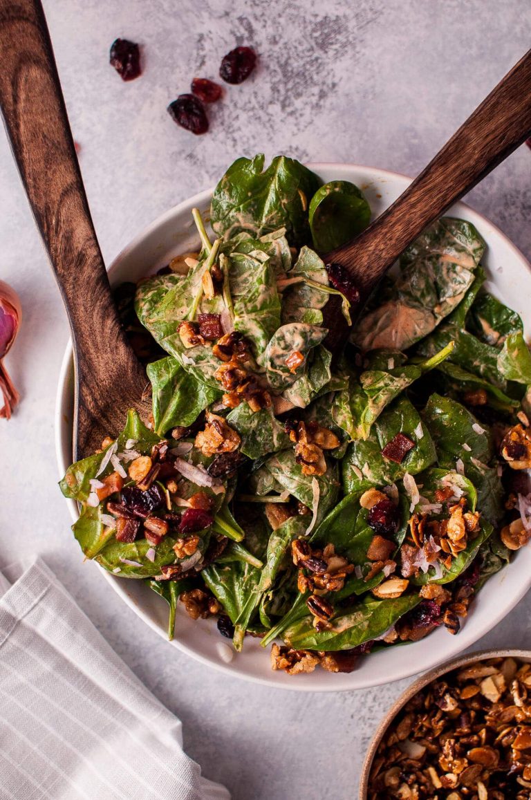 Spinach Salad with Crispy Pancetta and Candied Nuts • Salt &amp; Lavender