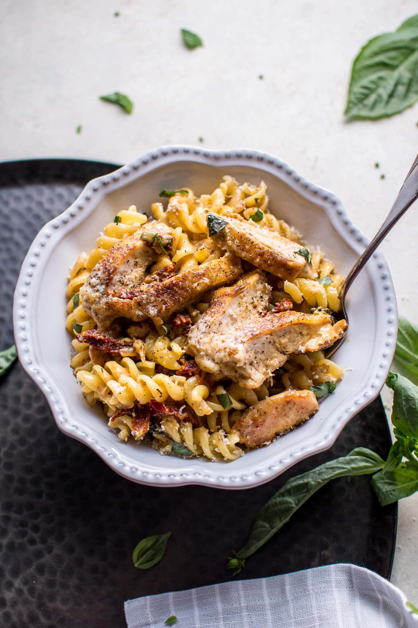 Creamy Sun-dried Tomato and Basil Chicken Pasta • Salt & Lavender