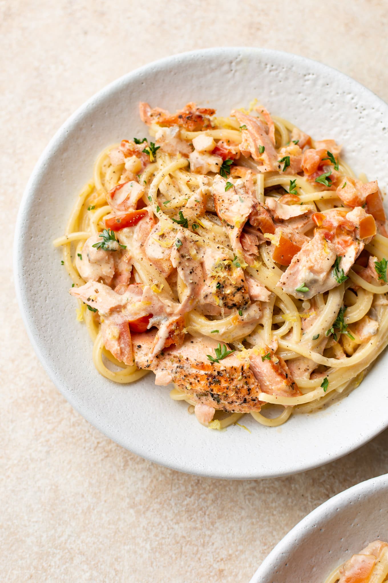 Creamy Lemon and Fresh Tomato Salmon Pasta • Salt & Lavender