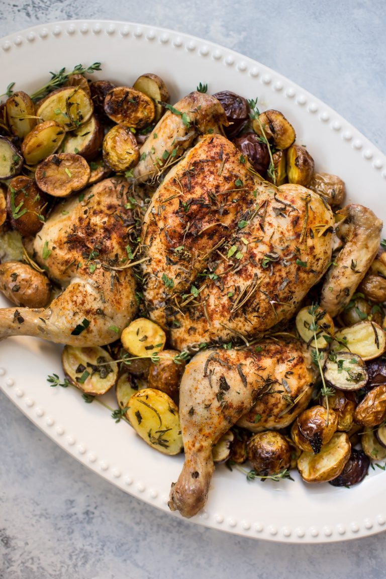 Easy Spatchcock Chicken and Potatoes • Salt & Lavender