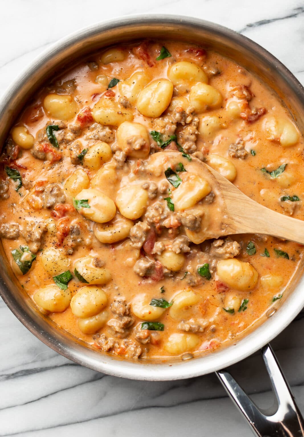 One Pan Creamy Gnocchi With Sausage Salt Lavender