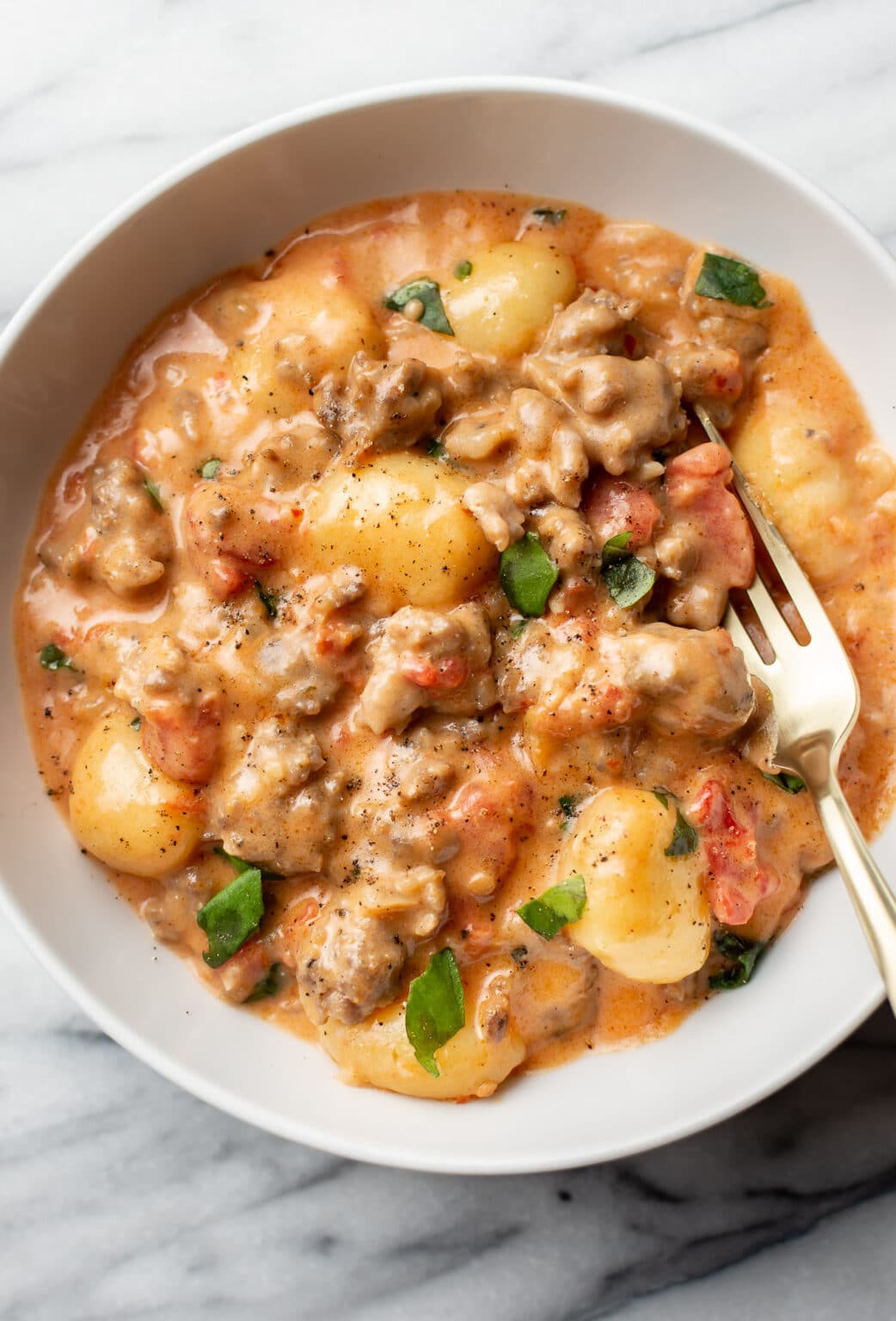 One Pan Creamy Gnocchi With Sausage Salt Lavender