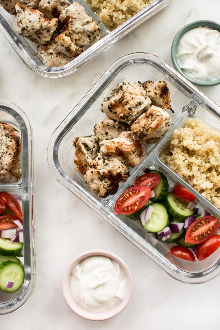 Greek Chicken Souvlaki Meal Prep Bowls • Salt & Lavender