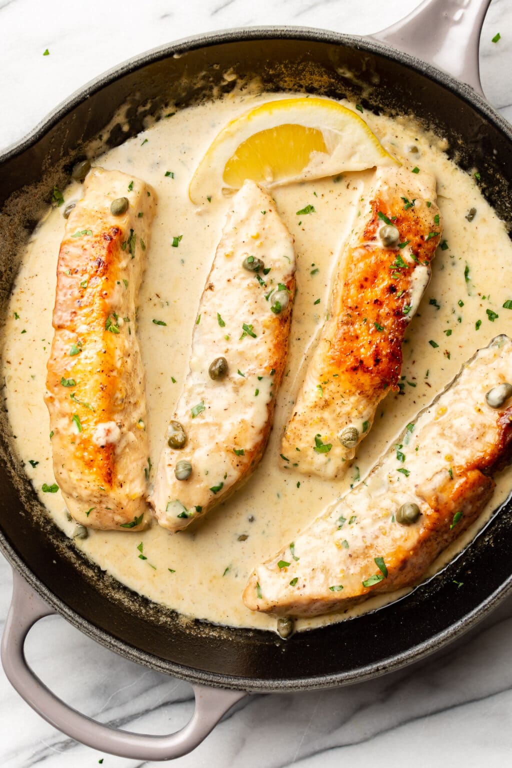 Creamy Salmon Piccata • Salt & Lavender