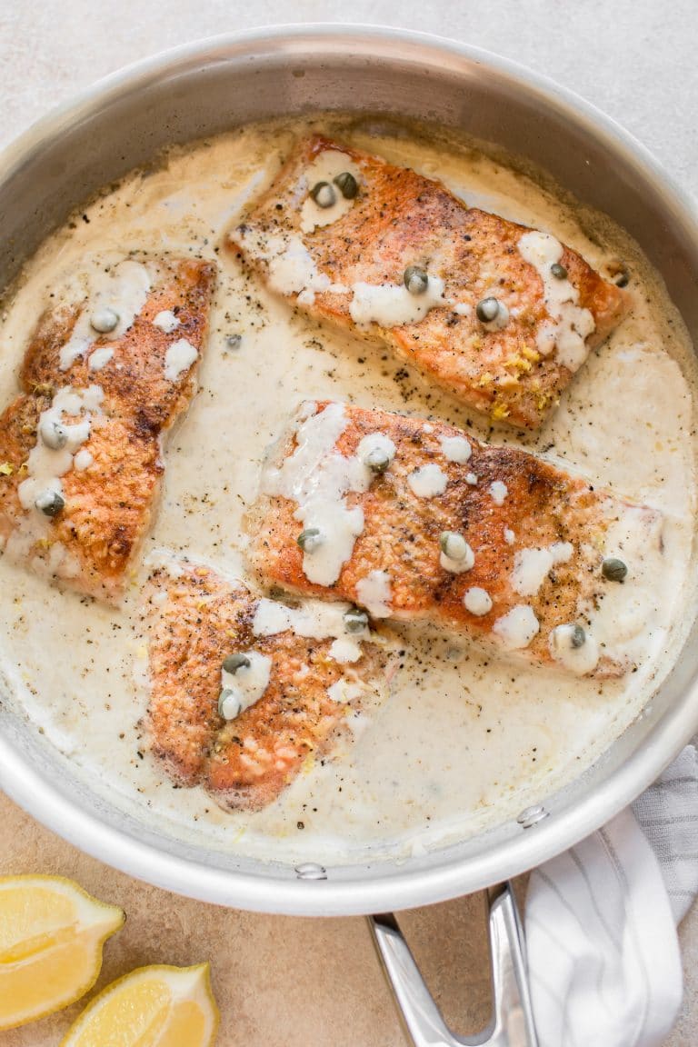 20 Minute Creamy Salmon Piccata Recipe • Salt & Lavender