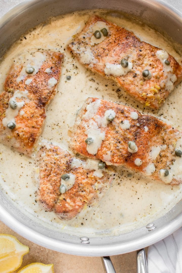 20 Minute Creamy Salmon Piccata Recipe • Salt & Lavender