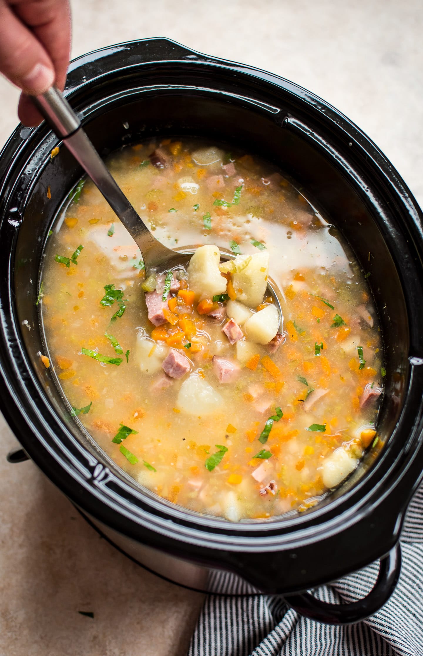 Slow Cooker Ham and Potato Soup • Salt & Lavender