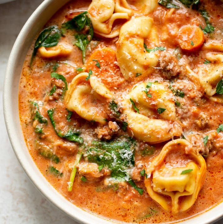 Crockpot Tortellini Soup with Sausage • Salt & Lavender