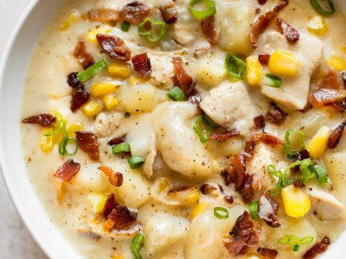 Easy Corn Chowder With TJ's Chicken-less Salt & Everything But The