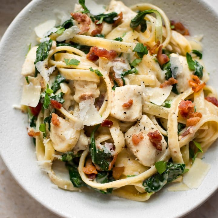 Chicken Bacon Spinach Pasta • Salt And Lavender 