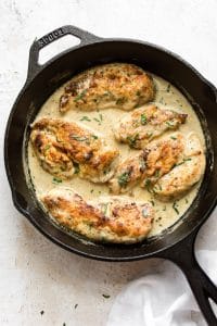 This creamy white wine chicken is an easy skillet dinner that's certain to impress! The sauce is delectable, and it's alert in about half an hour.