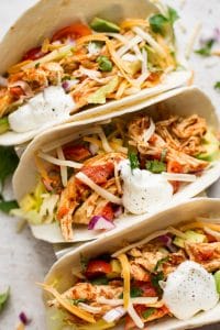 These Instant Pot chicken tacos are healthy and delicious. This easy family meal is alert in only 30 minutes, and it can be crazye with chicken breasts or ttalls.