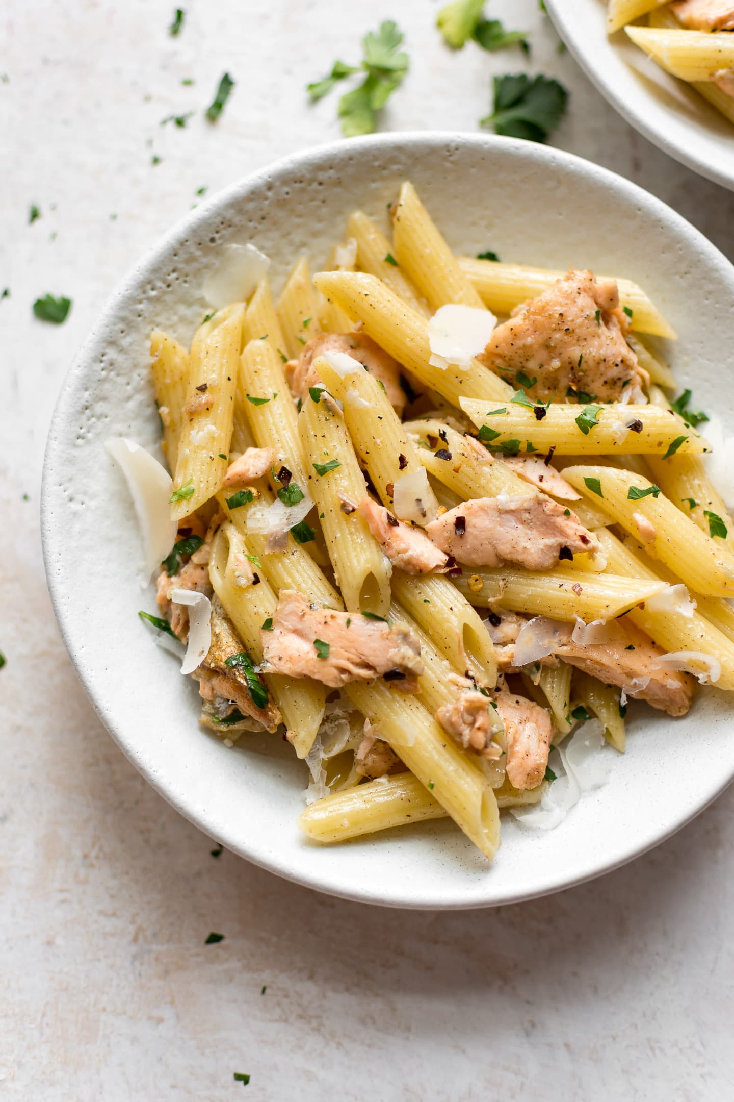 Garlic Butter Salmon Pasta • Salt & Lavender