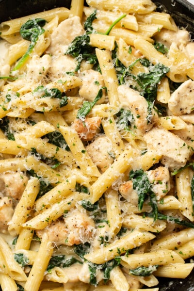 Creamy Chicken Spinach Pasta • Salt & Lavender