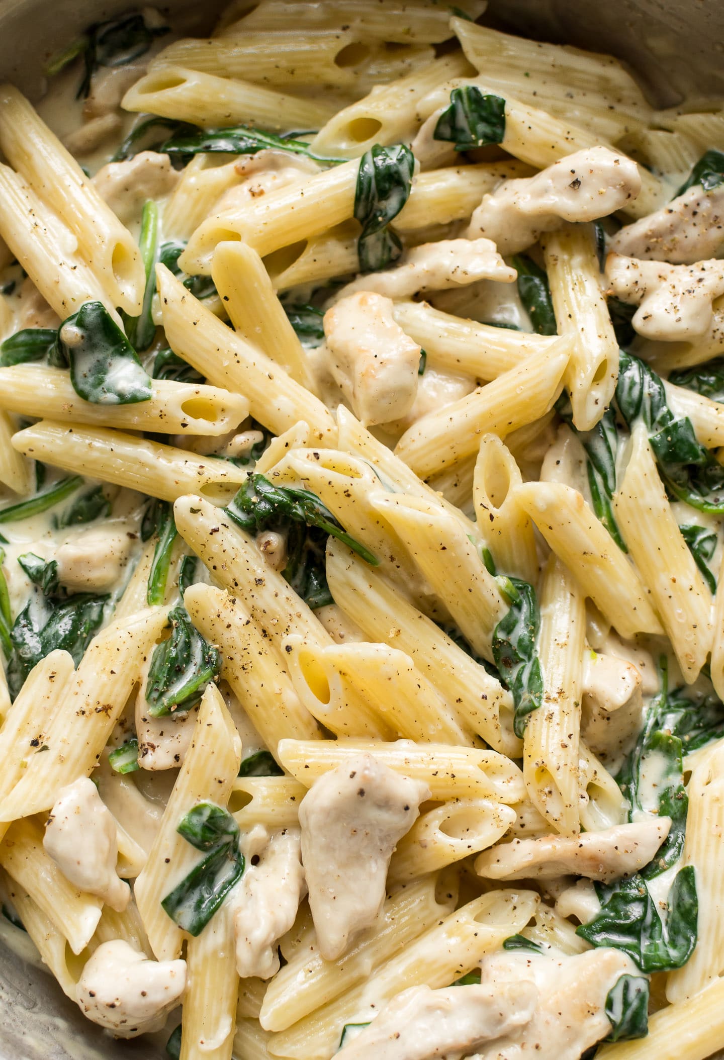 Creamy Chicken Spinach Pasta • Salt & Lavender