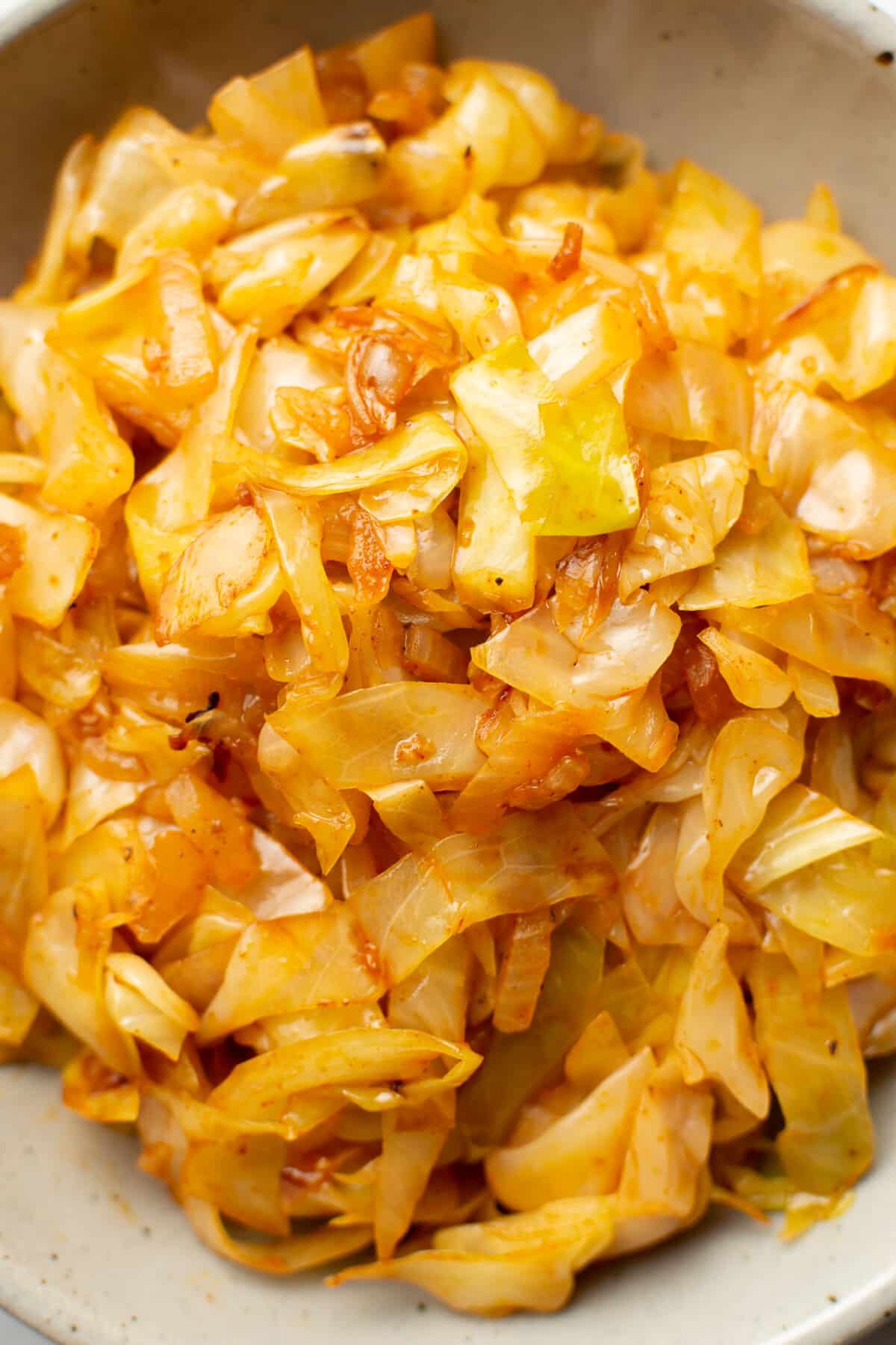 a bowl of sauteed cabbage