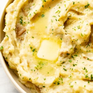 a bowl of Crockpot mashed potatoes