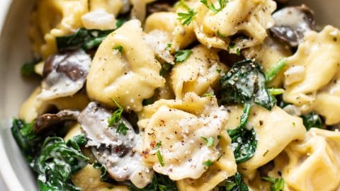 Creamy Tortellini With Spinach And Mushrooms One Pan Salt Lavender