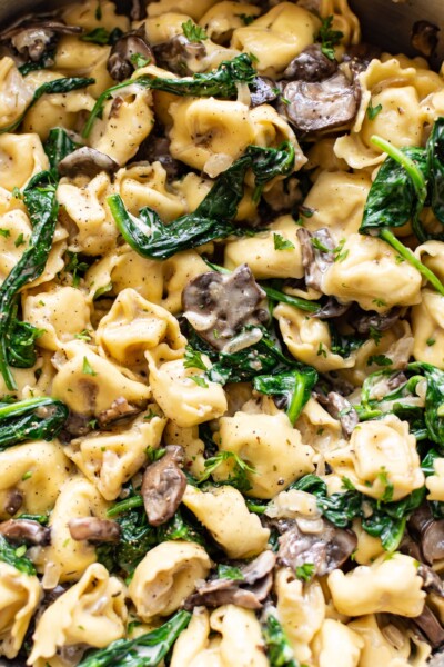 Creamy Tortellini with Spinach and Mushrooms (One Pan!) • Salt & Lavender