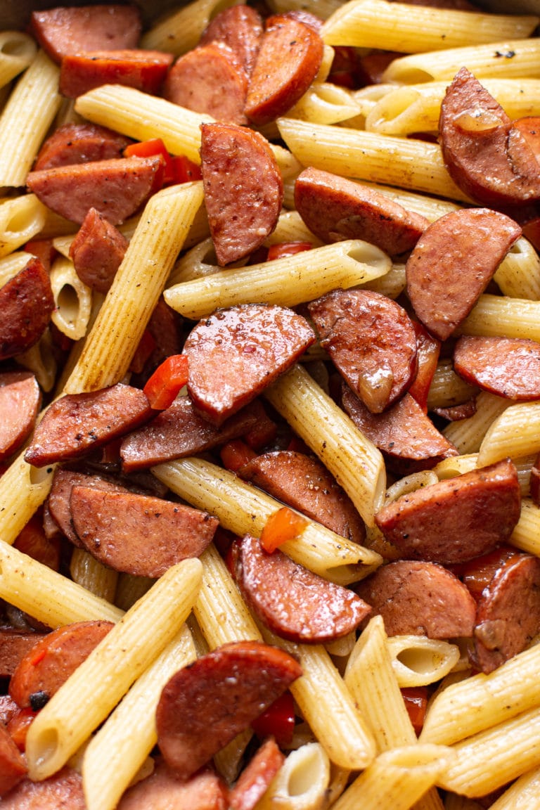 Simple Balsamic Smoked Sausage Pasta • Salt & Lavender