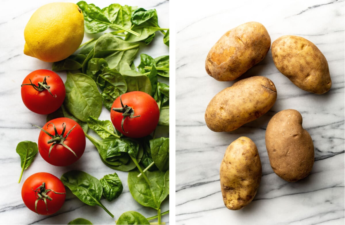 a collage with fresh garden vegetables