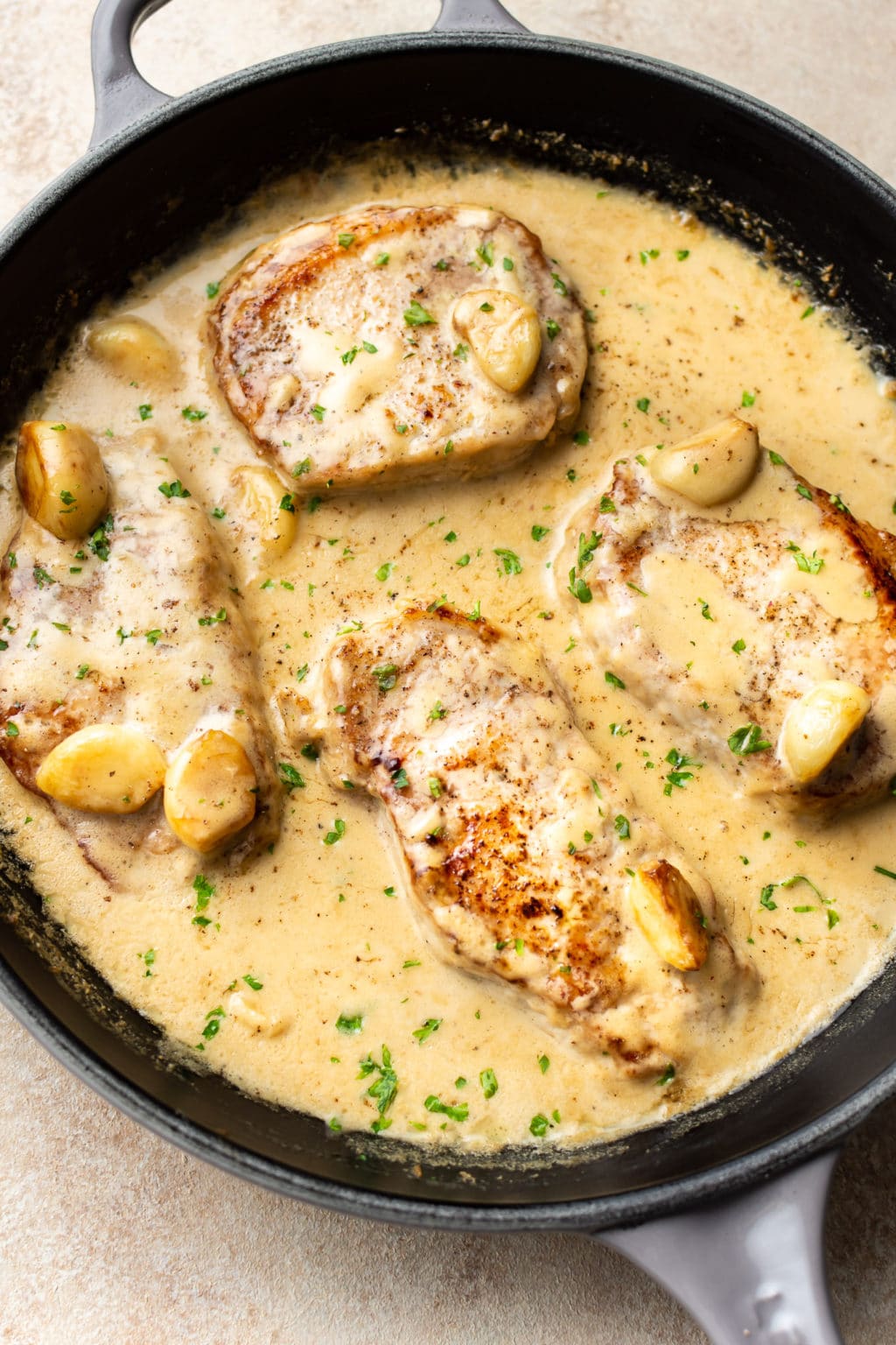 Creamy Garlic Pork Chops • Salt & Lavender