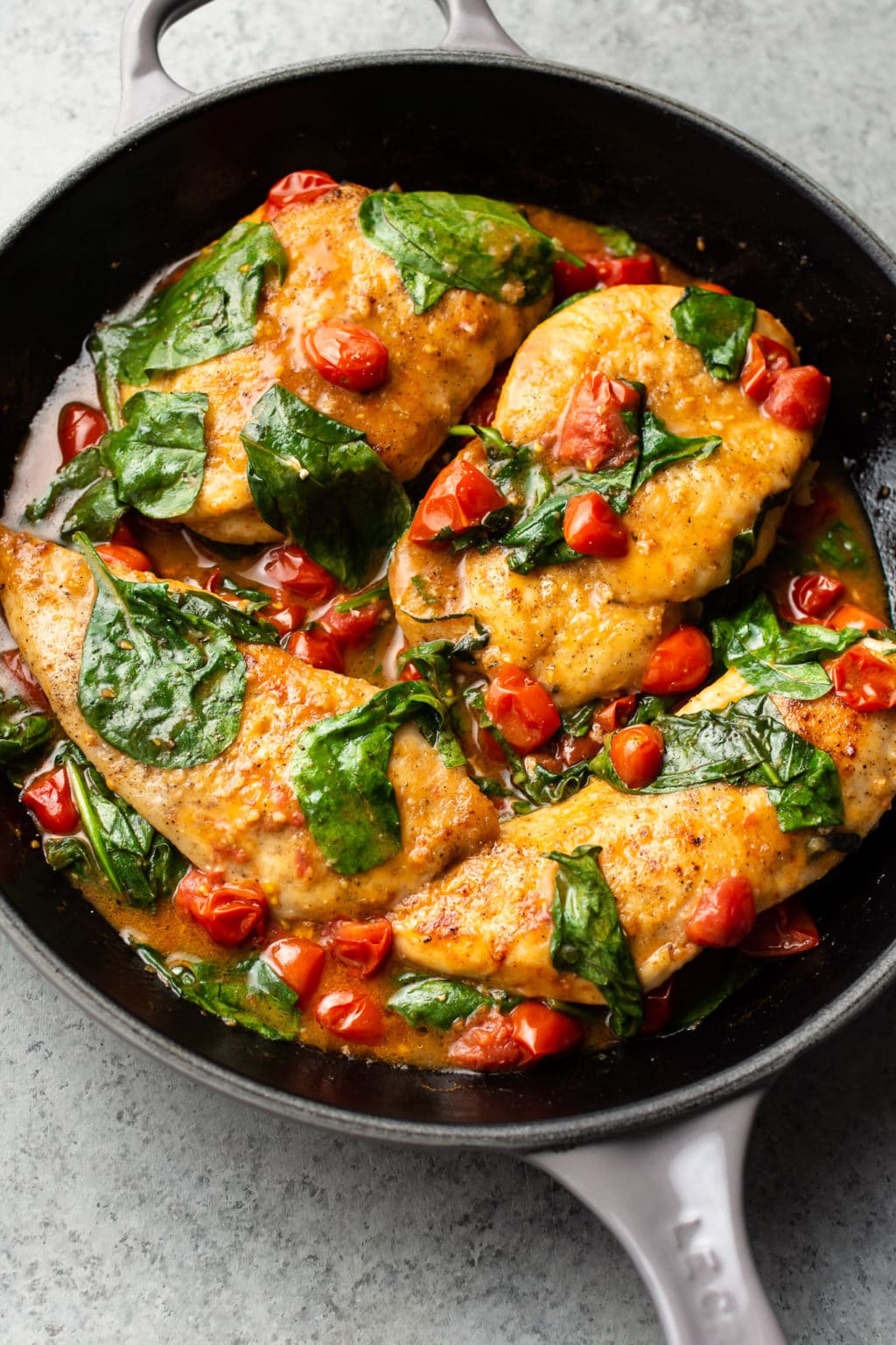 Tomato Spinach White Wine Chicken • Salt & Lavender