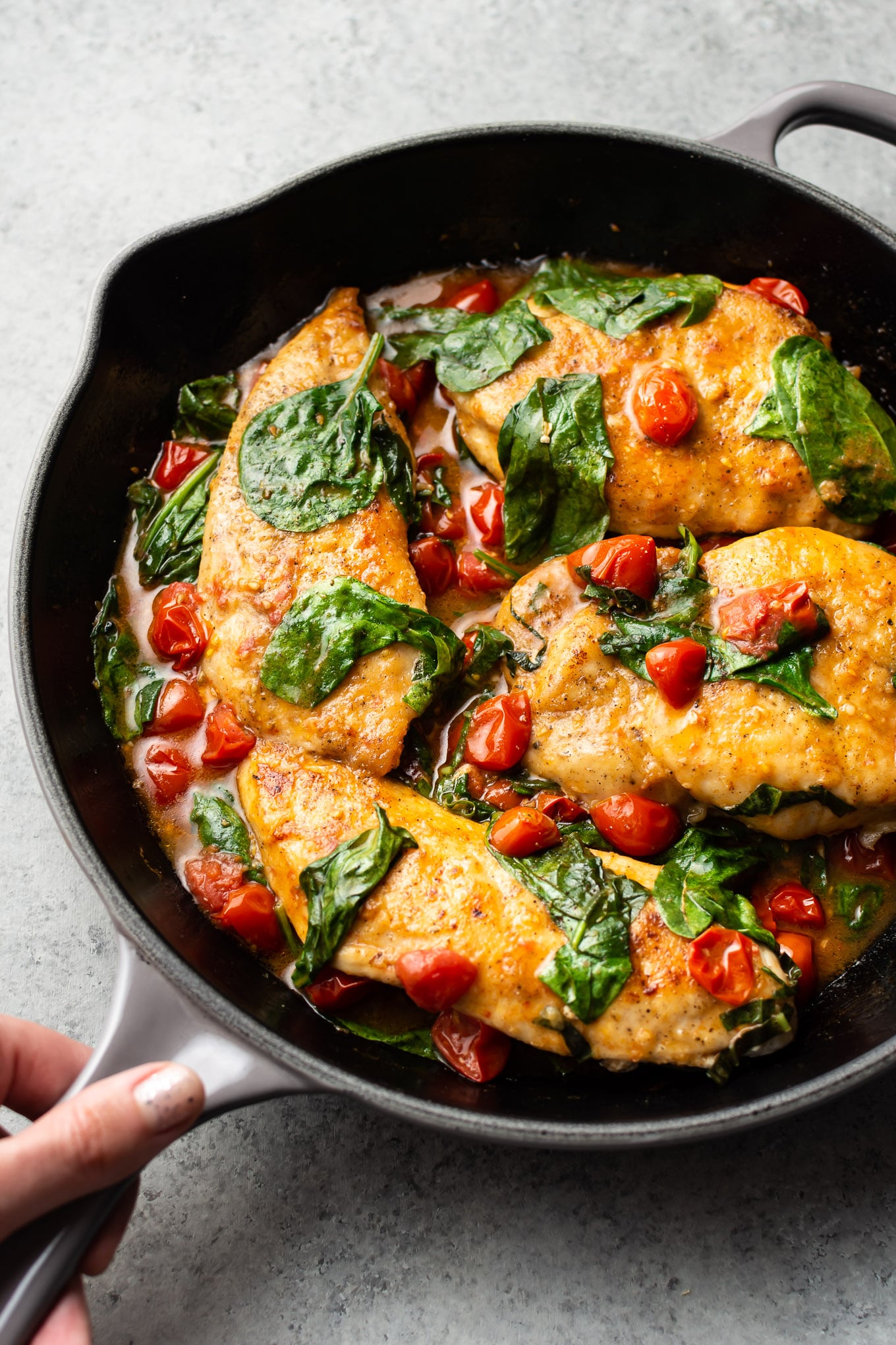 Tomato Spinach White Wine Chicken • Salt & Lavender