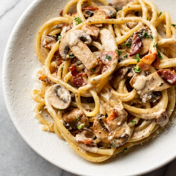 Creamy Bacon and Mushroom Pasta • Salt & Lavender