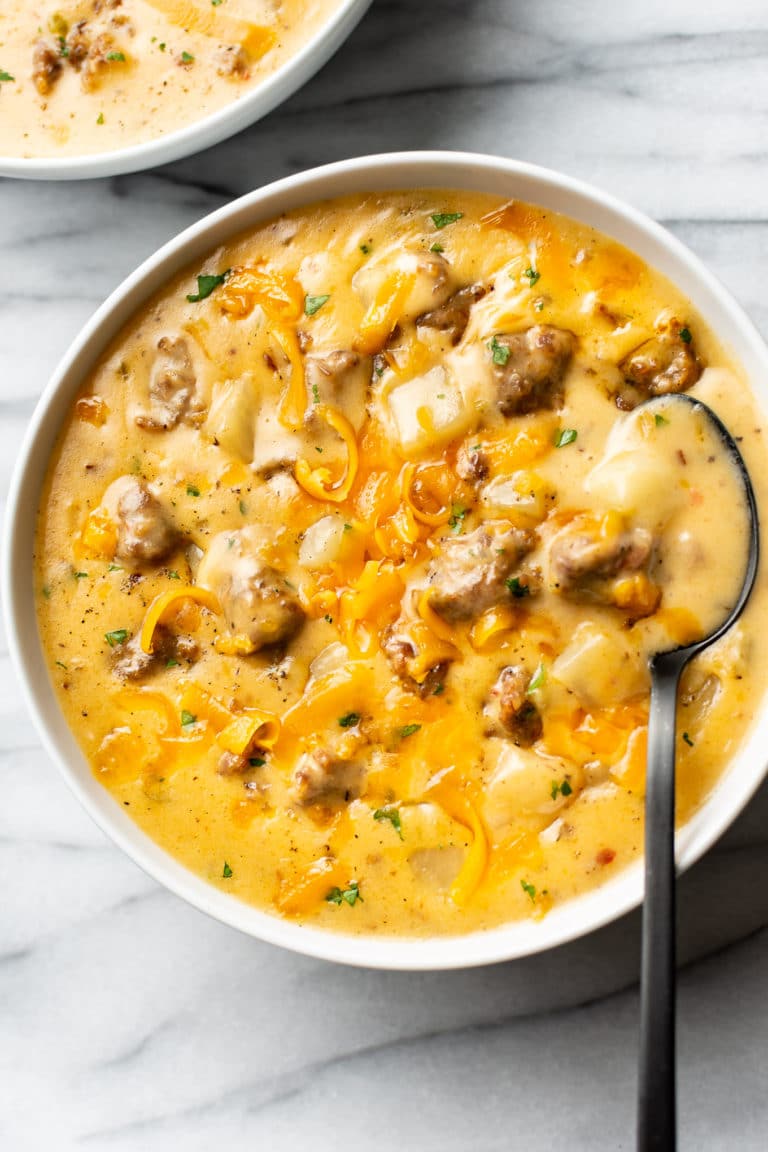 Cheesy Sausage Potato Soup • Salt And Lavender