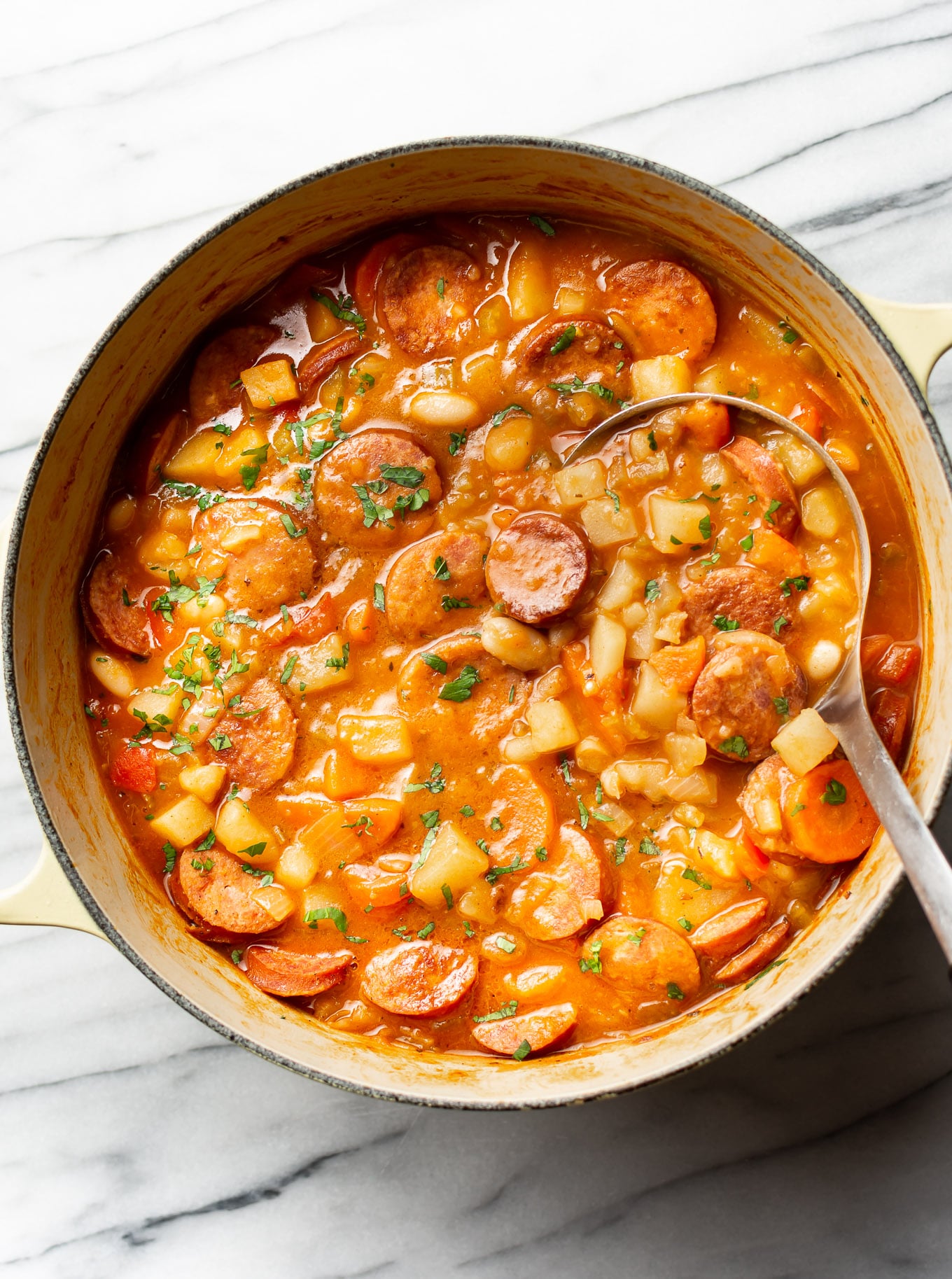 Easy Slow Cooker Sausage Casserole with Beans