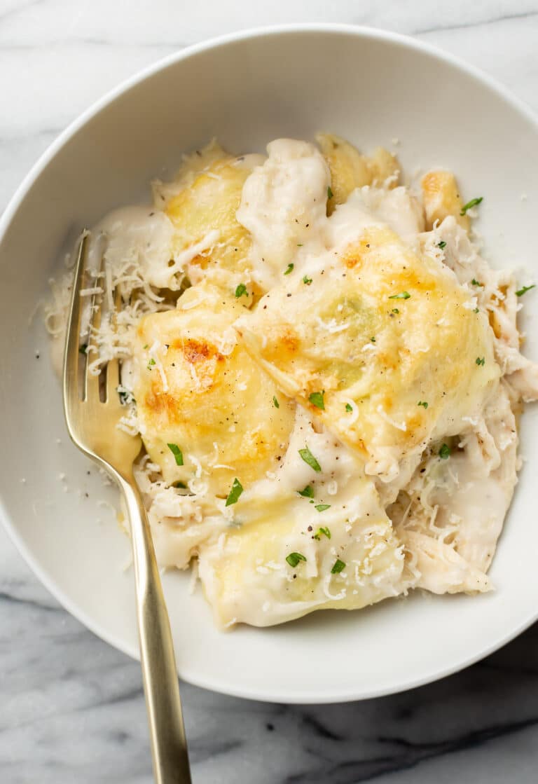 Chicken Alfredo Ravioli Bake • Salt & Lavender