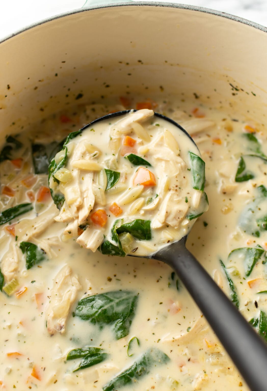 Creamy Lemon Chicken Orzo Soup • Salt & Lavender