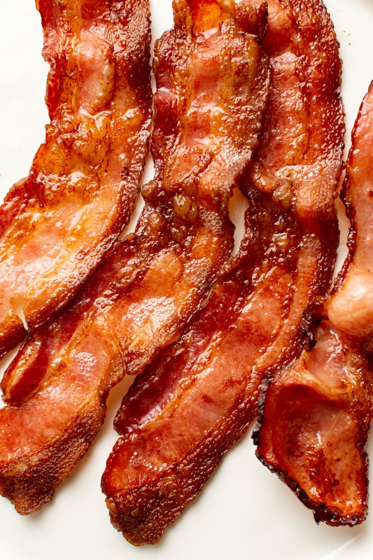 a plate with strips of air fried bacon