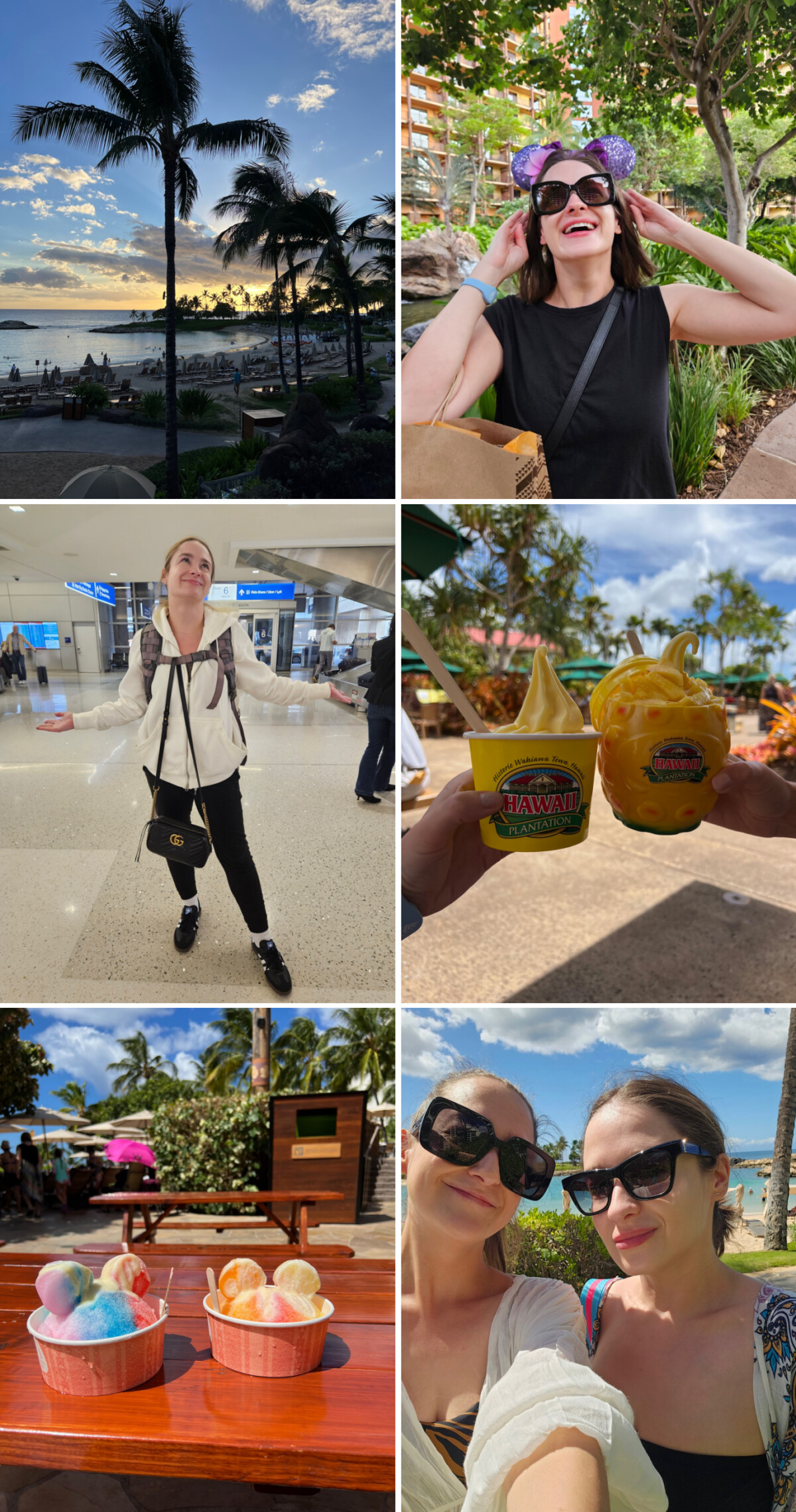 a collage with photos of Natasha Bull's travels including hawaii